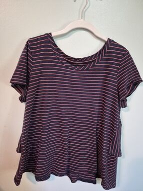 Striped Navy and Pink Short Sleeve Tee
